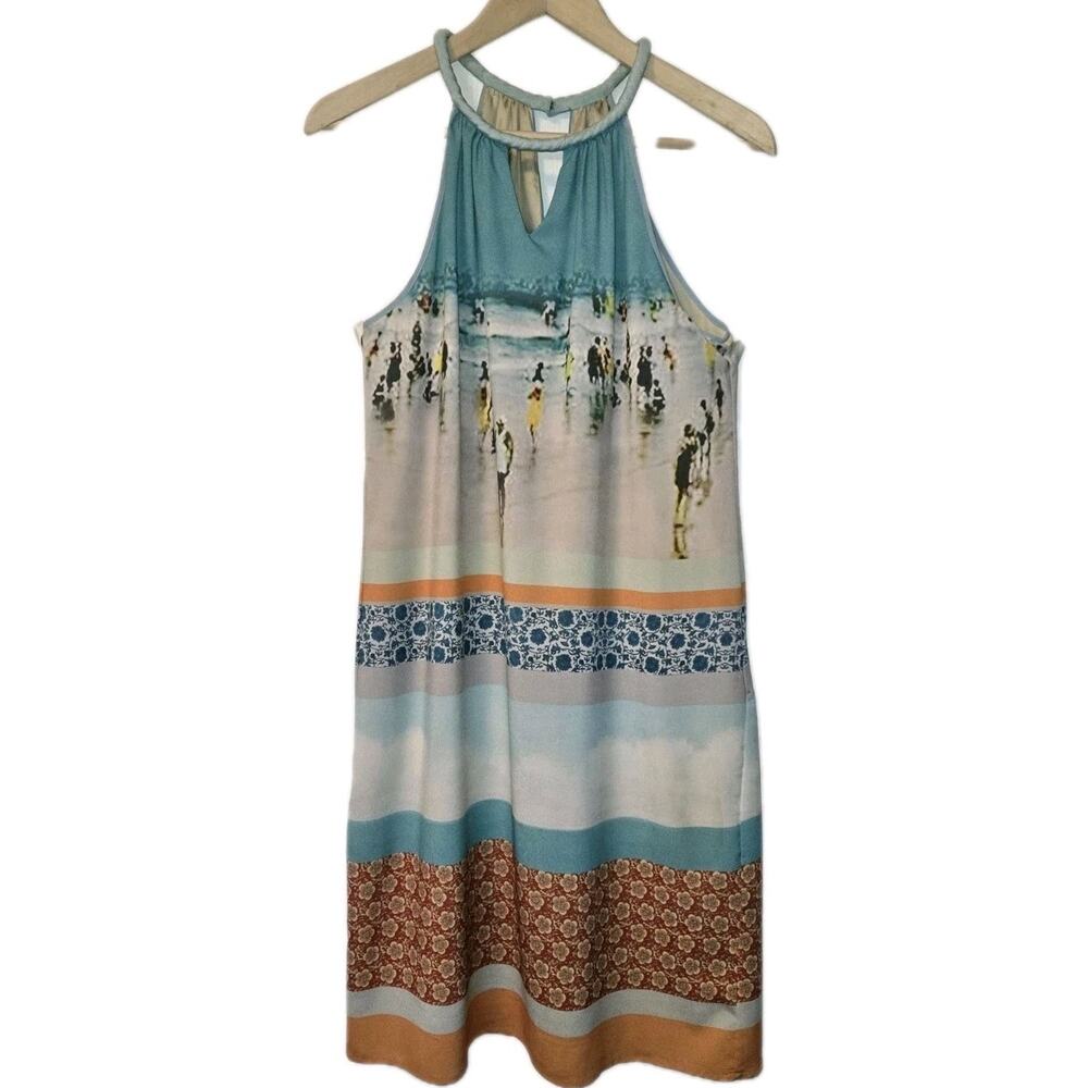 Anthropologie Dream Daily Women Inkjet Halter Dress Size Medium Beach